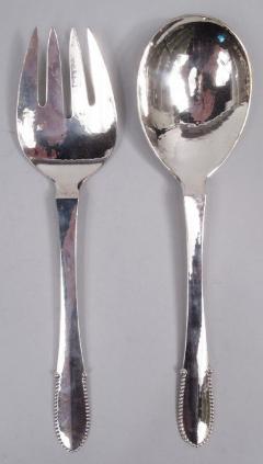 Georg Jensen Georg Jensen Beaded Danish Sterling Silver 10 Inch Salad Serving Pair - 3774241