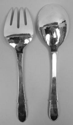 Georg Jensen Georg Jensen Beaded Danish Sterling Silver 10 Inch Salad Serving Pair - 3774242