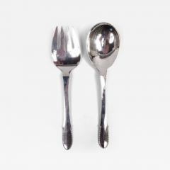 Georg Jensen Georg Jensen Beaded Danish Sterling Silver 10 Inch Salad Serving Pair - 3826291