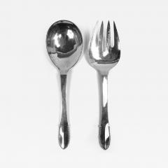 Georg Jensen Georg Jensen Beaded Danish Sterling Silver 9 Inch Salad Serving Pair - 3826290