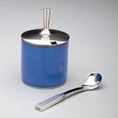 Georg Jensen Georg Jensen Bernadotte Mustard Pot Spoon with Royal Copenhagen Blue Pot - 162172