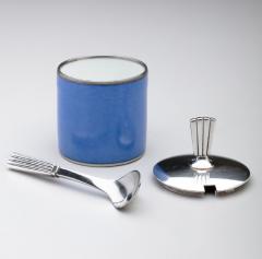 Georg Jensen Georg Jensen Bernadotte Mustard Pot Spoon with Royal Copenhagen Blue Pot - 162173