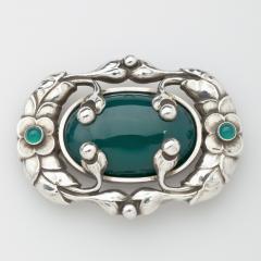 Georg Jensen Georg Jensen Brooch No 169 with Green Agate - 143486