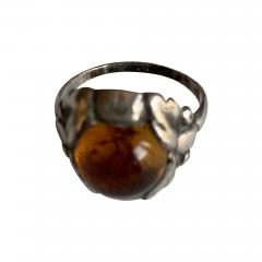 Georg Jensen Georg Jensen Early Sterling Silver Ring with Amber Design 11A - 2263110