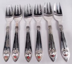 Georg Jensen Georg Jensen Flatware Group with 6 Spoons 6 Forks in Pattern No 5 - 3989392