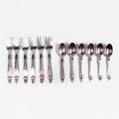 Georg Jensen Georg Jensen Flatware Group with 6 Spoons 6 Forks in Pattern No 5 - 3991871