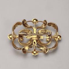 Georg Jensen Georg Jensen Gold Brooch with Pearls and Sapphire - 2407054