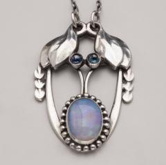 Georg Jensen Georg Jensen Pendant Necklace No 4 with Opal Spectrolite - 1577454