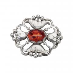 Georg Jensen Georg Jensen Silver Amber Brooch No 173 - 3067403