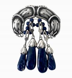 Georg Jensen Georg Jensen Silver Lapis Lazuli Master Brooch C 1930 - 4236571