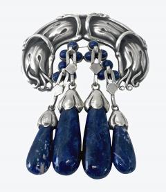 Georg Jensen Georg Jensen Silver Lapis Lazuli Master Brooch C 1930 - 4236573