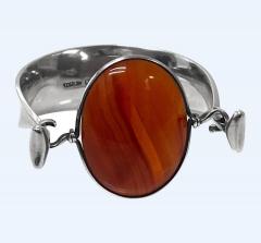 Georg Jensen Georg Jensen Torun Red Agate Bangle No 203 C 1960 - 3949825