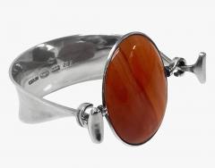 Georg Jensen Georg Jensen Torun Red Agate Bangle No 203 C 1960 - 3949827