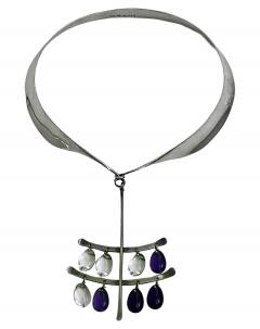 Georg Jensen Georg Jensen Torun Sterling Amethyst Quartz Necklace C 1960 No 135 design - 2976211