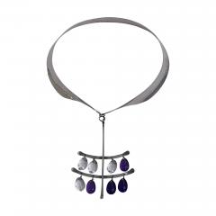 Georg Jensen Georg Jensen Torun Sterling Amethyst Quartz Necklace C 1960 No 135 design - 2980425