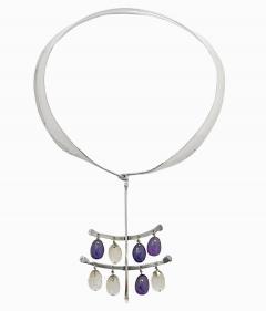 Georg Jensen Georg Jensen Torun Sterling Amethyst Quartz Necklace circa 1960 - 4261017