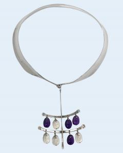 Georg Jensen Georg Jensen Torun Sterling Amethyst Quartz Necklace circa 1960 - 4261019