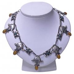 Georg Jensen Georg Jensen exceptionally rare design Sterling Amber and Agate Necklace C 1930 - 2257504