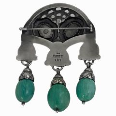 Georg Jensen Georg Jensen large Silver Amazonite Master Brooch C 1933  - 2846055