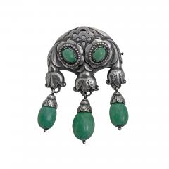 Georg Jensen Georg Jensen large Silver Amazonite Master Brooch C 1933  - 2846296