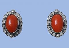 Georg Jensen Pair of Georg Jensen Carnelian Earrings post 1945 - 2747053