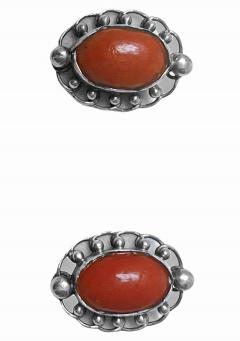 Georg Jensen Pair of Georg Jensen Carnelian Earrings post 1945 - 2747055