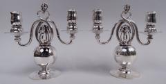 Georg Jensen Pair of Georg Jensen Danish Modern 2 Light Pomegranate Candelabra - 3983769