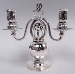 Georg Jensen Pair of Georg Jensen Danish Modern 2 Light Pomegranate Candelabra - 3983783