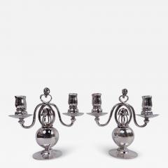 Georg Jensen Pair of Georg Jensen Danish Modern 2 Light Pomegranate Candelabra - 3985653