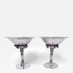 Georg Jensen Pair of Georg Jensen Danish Modern Sterling Silver Grape Compotes - 3988558