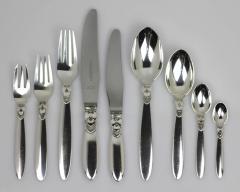 Georg Jensen Sterling Silver Nine Piece Flatware Service for Twelve in Cactus Pattern - 76314