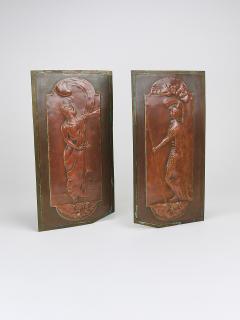 Georg Klimt Georg Klimt Vienna Secession Pair Art Nouveau Relief Panels Vienna 1900s - 4632212