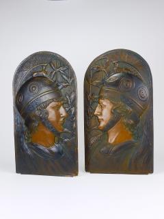 Georg Klimt Vienna Secession Pair Spartans Georg Klimt attr Art Nouveau Relief Panels - 4632221