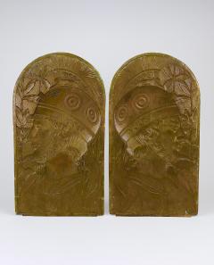 Georg Klimt Vienna Secession Pair Spartans Georg Klimt attr Art Nouveau Relief Panels - 4632222