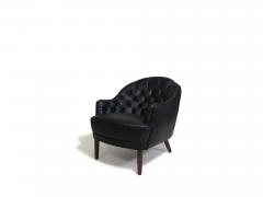 Georg Kofoed Pair of Georg Kofoed Sculptural Danish Club Chairs in Black Leather - 4462245