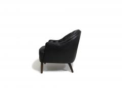 Georg Kofoed Pair of Georg Kofoed Sculptural Danish Club Chairs in Black Leather - 4462249