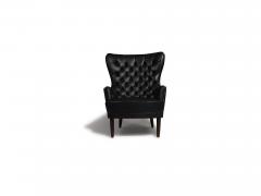 Georg Kofoed Pair of Georg Kofoed Sculptural Danish Wingback Chairs in Black Leather - 4462183