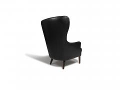 Georg Kofoed Pair of Georg Kofoed Sculptural Danish Wingback Chairs in Black Leather - 4462188
