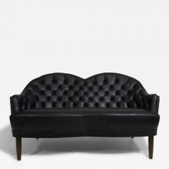 Georg Kofoed Sculptural Danish Settee in Black Leather - 4463913