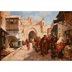 Georg Macco Orientalist oil painting of Damascus Gate in Jerusalem by Macco - 3188192