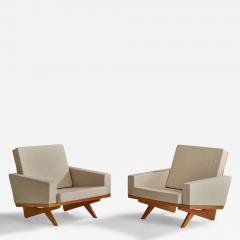 Georg Thams Lounge Chairs with Oak and Fabric Denmark 1964 - 4771423