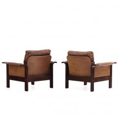 Georg Thams Pair of 1970s Danish Leather Lounge Chairs by Georg Thams for A S Vejen - 4623647