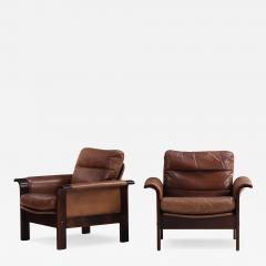Georg Thams Pair of 1970s Danish Leather Lounge Chairs by Georg Thams for A S Vejen - 4623769
