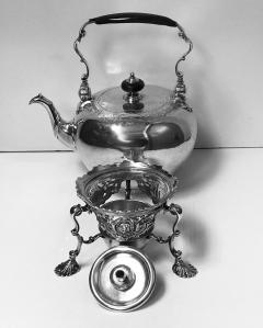George 11 Silver Kettle on Stand London 1736 Richard Gurney and Thomas Cook - 1176906