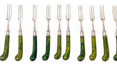 George Adams English Antique Silver dessert lunch fruit set London 1878 Geo Adams - 4515157