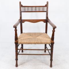 George Bell George Freeth Roper Aesthetic Movement Walnut rush seat armchair  - 4236833