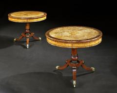 George Bullock Rare Pair of English Regency Pollard Oak Bullock Circular Drum Library Tables - 1137612