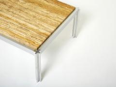 George Ciancimino Chrome aluminium yellow travertine George Ciancimino coffee table 1975 - 2635539