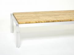 George Ciancimino Chrome aluminium yellow travertine George Ciancimino coffee table 1975 - 2635541
