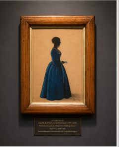 George Crowhurst George Angelo Crowhurst 1795 1839 Attrib Lady in a Blue Dress  - 4749352